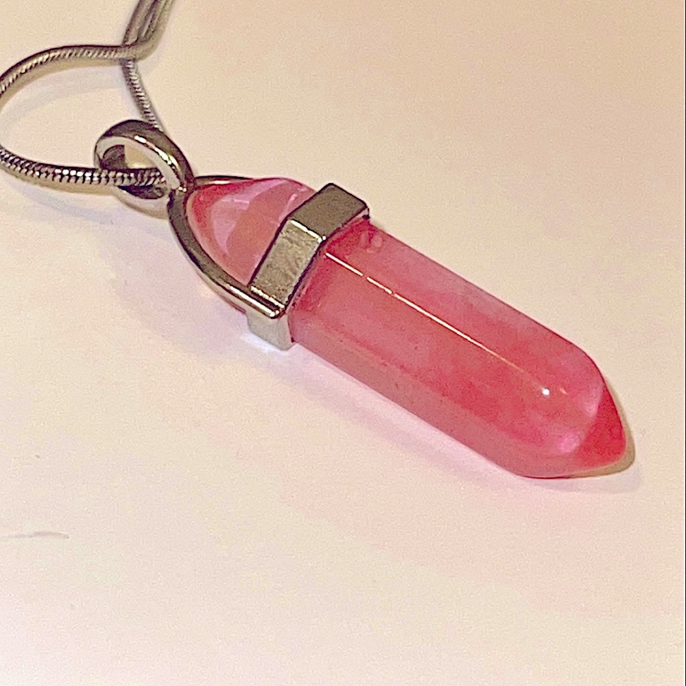 Cherry Quartz Bullet Pendant w/ chain